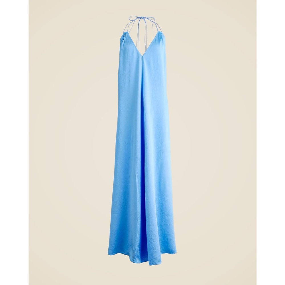 Anna October Blue Backless Satin Slip Dresses - Picture 5 of 12